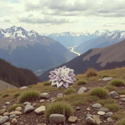 Étoile de Noël fushia en cire artisanale, fleur décorative poétique sur un trottoir urbain – Lulu Baladine