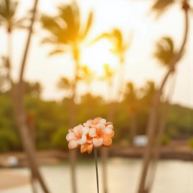 Primevère moyenne bordée orange en cire artisanale, fleur décorative lumineuse au coucher du soleil – Lulu Baladine